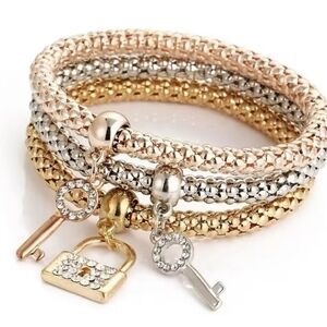 Set of 3 lock and key bracelets